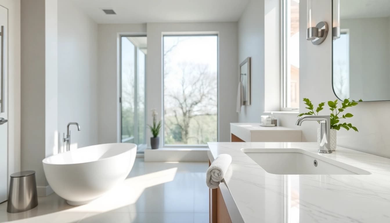 Stunning bath renovations display featuring a modern freestanding tub and elegant design.