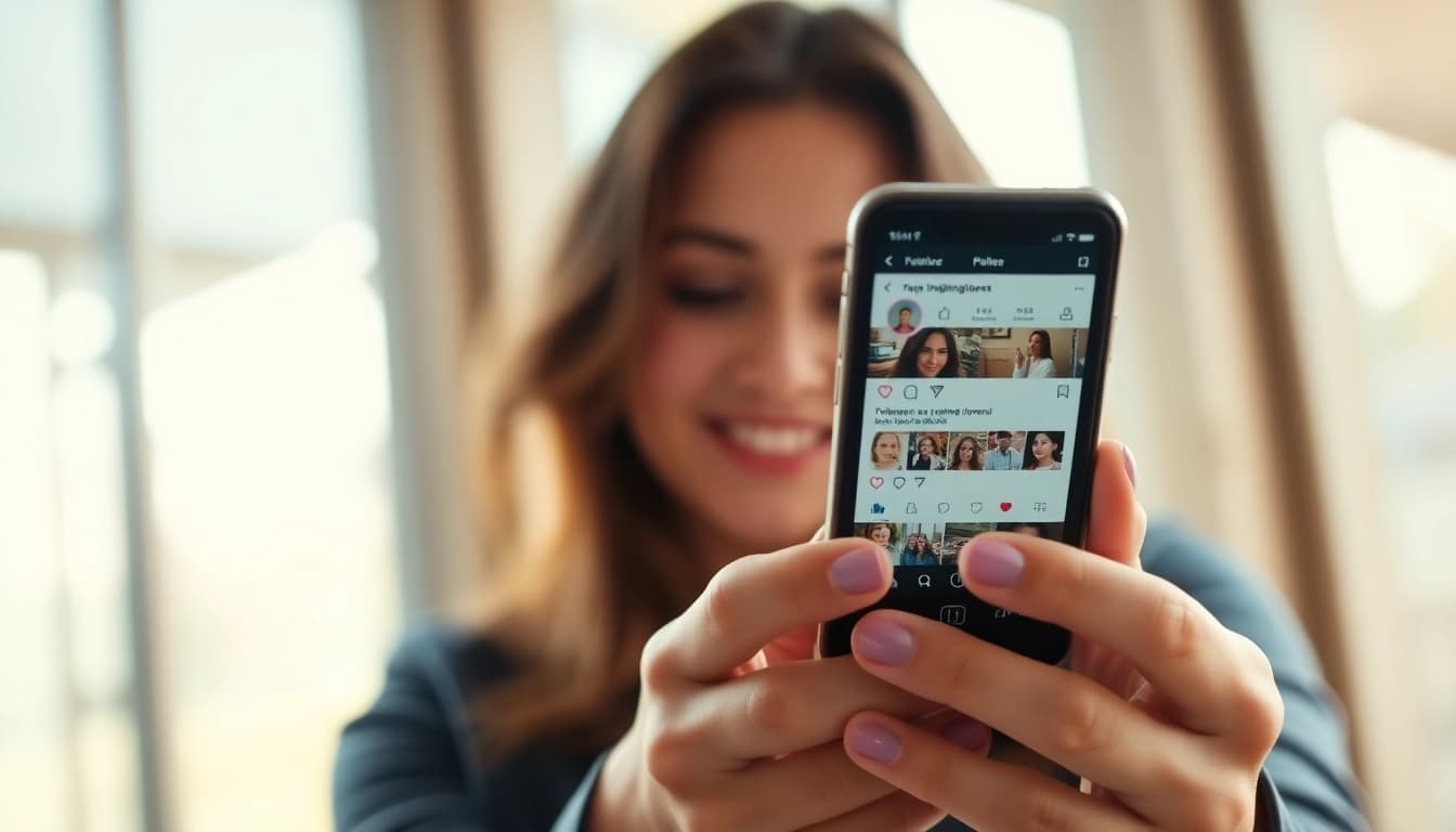 インスタ フォロワー 買うための若い女性がスマートフォンとともにいるシーン。