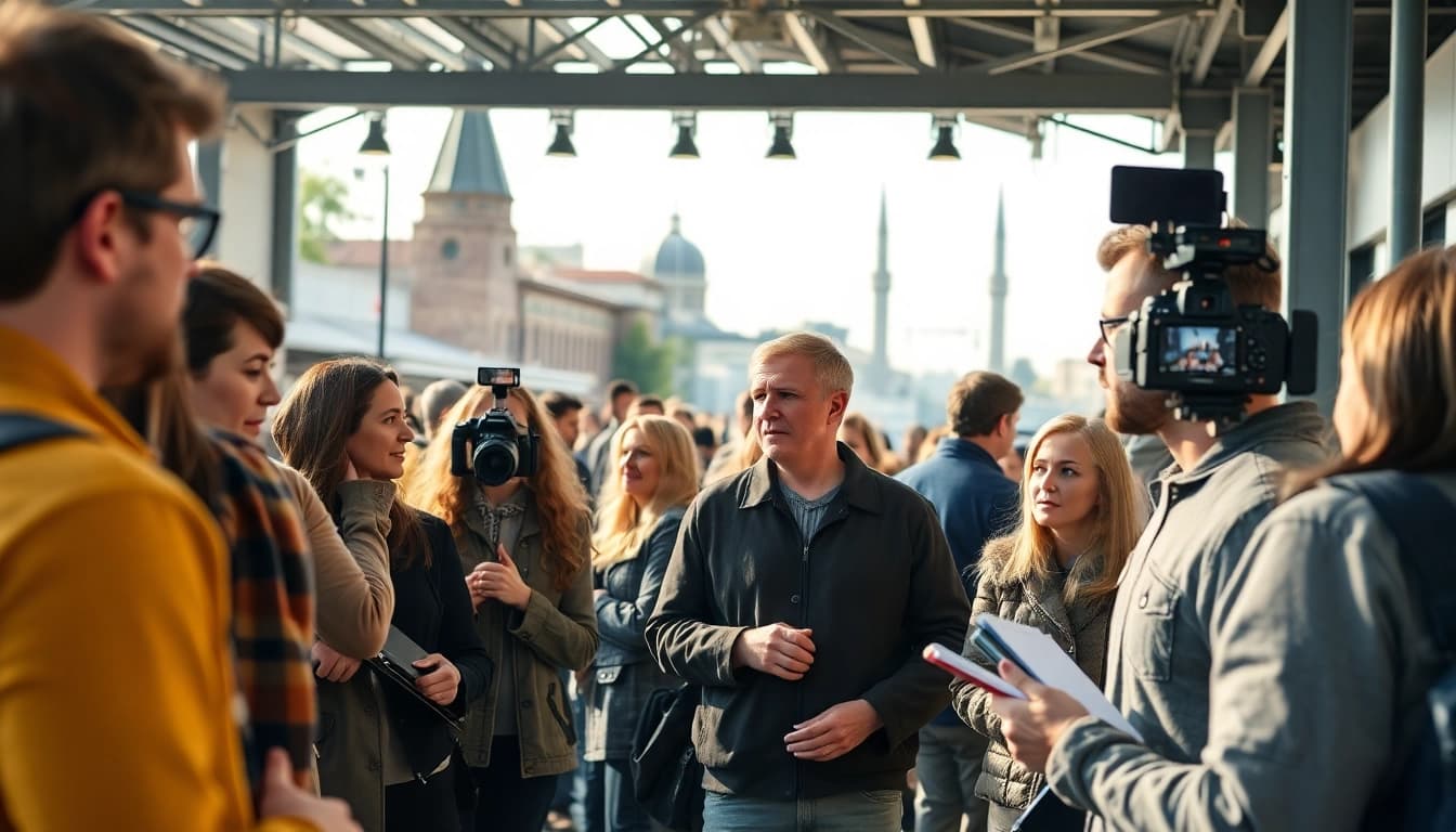 Capture community engagement at https://www.todayville.com with diverse individuals during a local event.