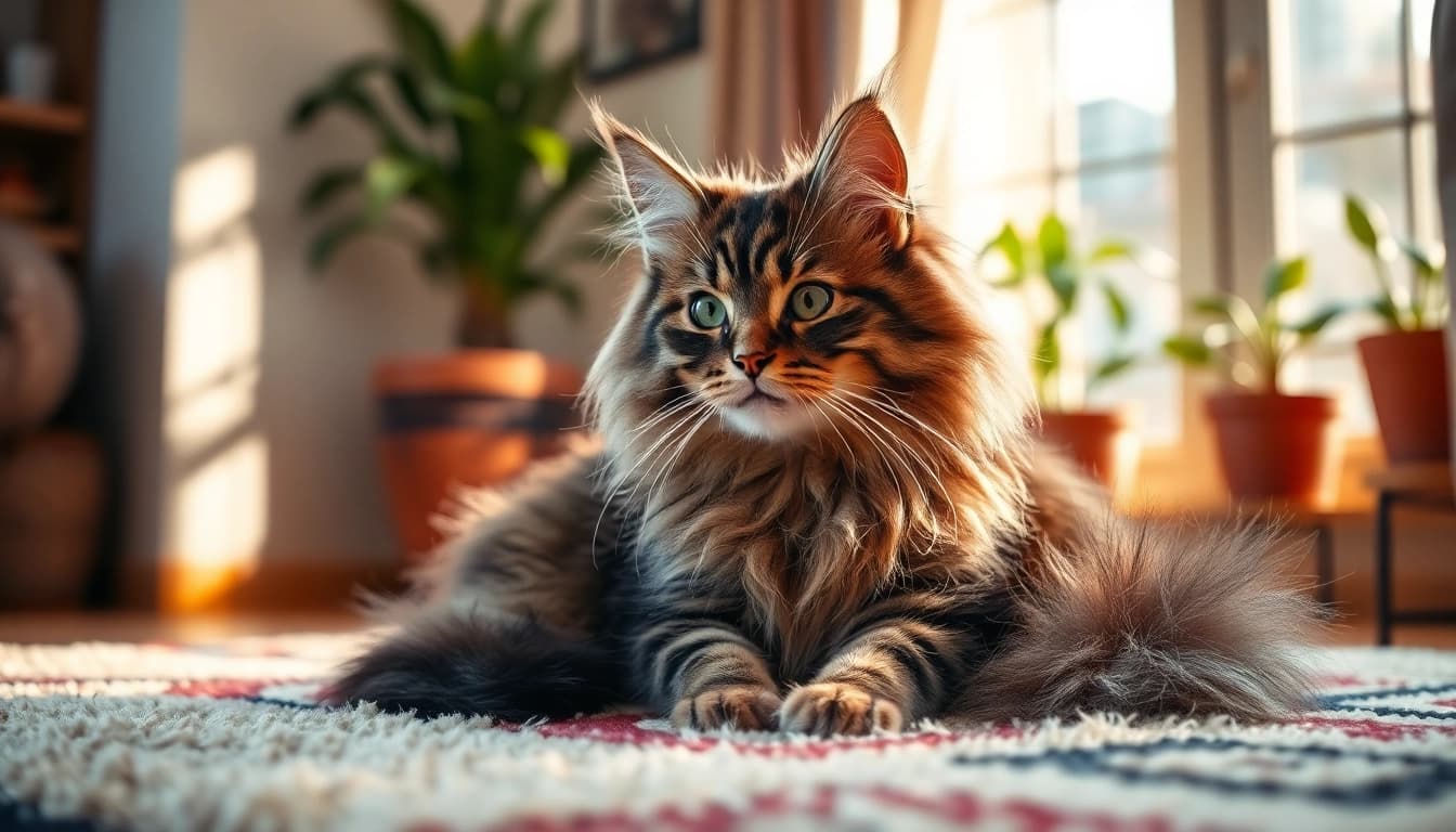 Maine Coon cats for sale near me showcasing a beautiful cat in a cozy living room.