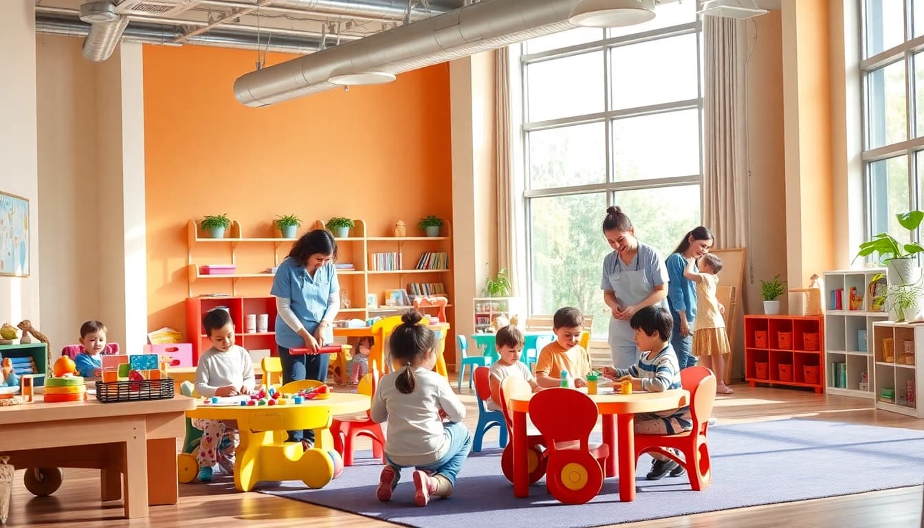 Engaging childcare activities at https://juniorsjunction.com showcasing nurturing learning environment.