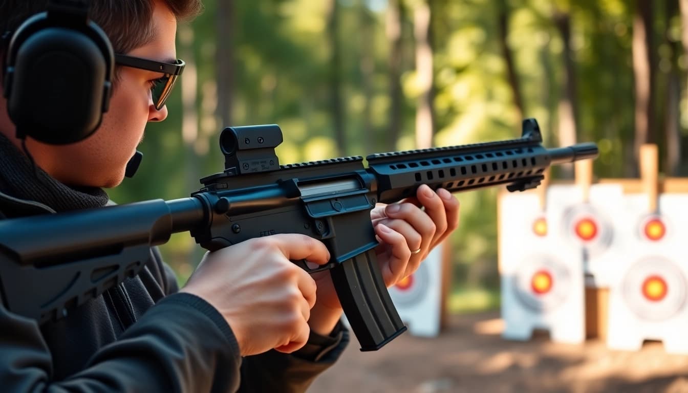 Find a super safety trigger on the AR-15 while being used in an outdoor range setting.