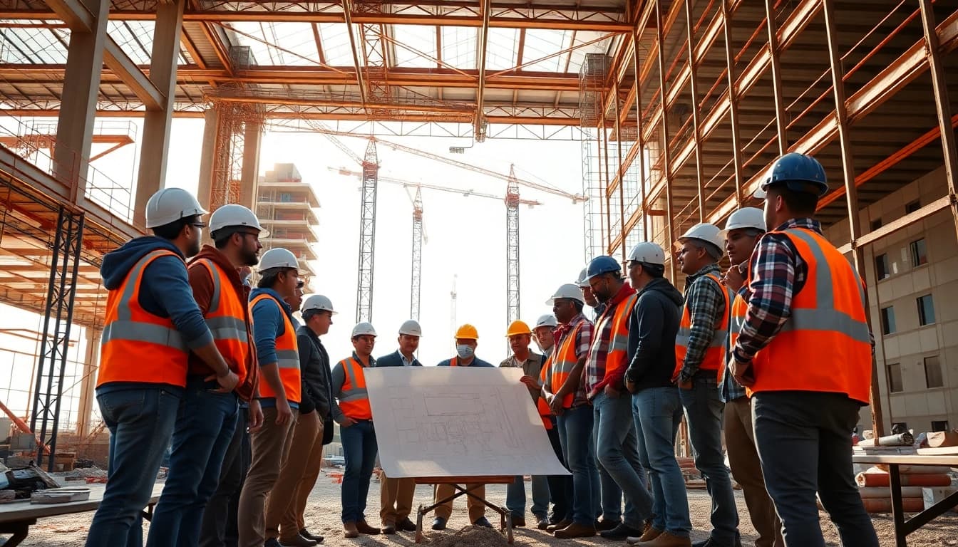Construction association Colorado professionals collaborating on a construction site to enhance project efficiency.
