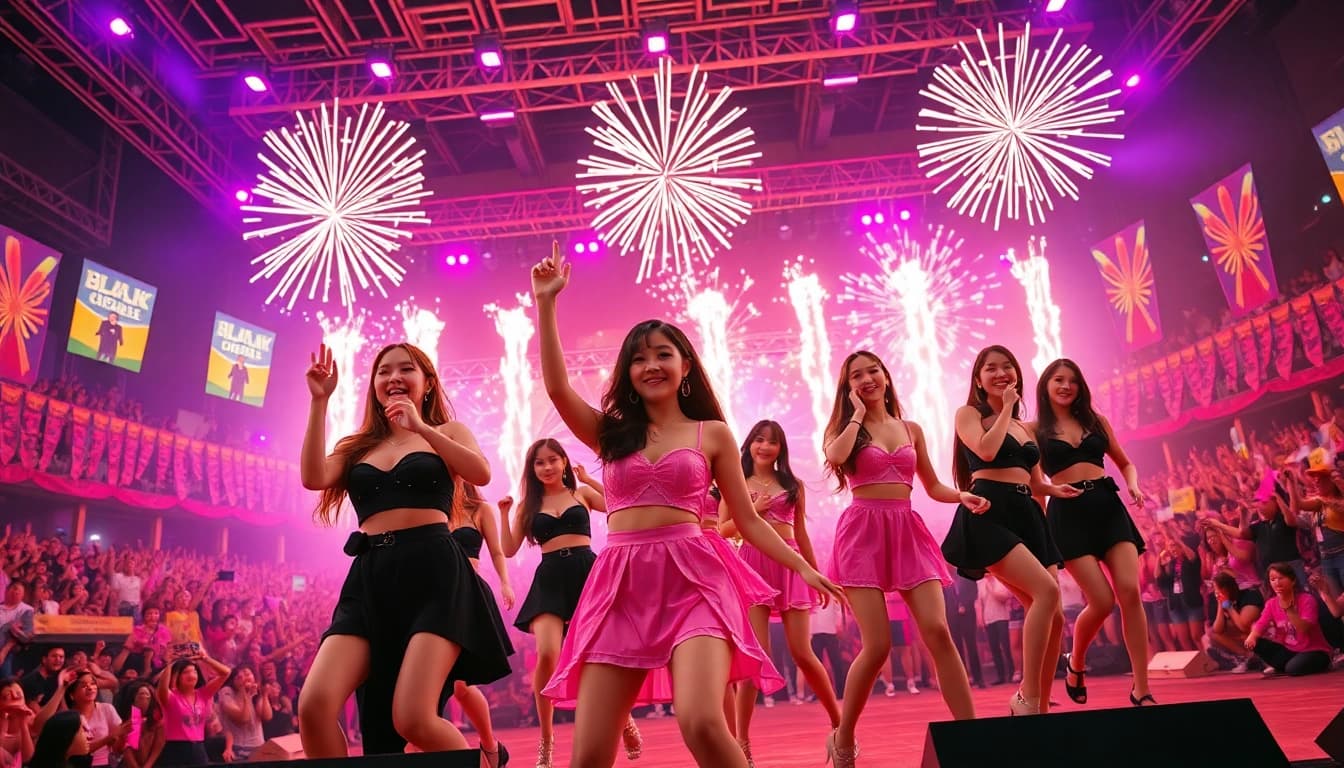 BLACKPINK news highlights their stunning concert performance with vibrant colors and energy.
