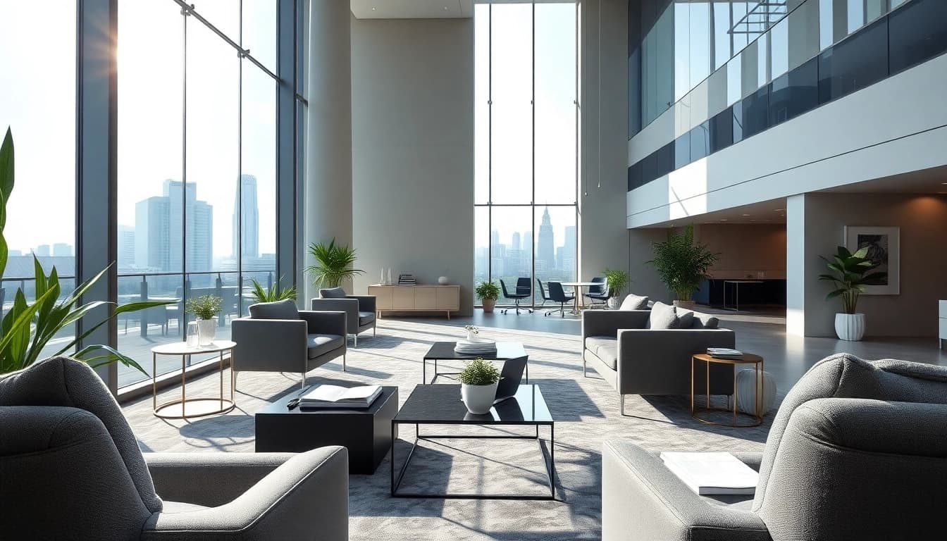 Showcase of a Luxembourg holding office, highlighting sleek design and modern elements.