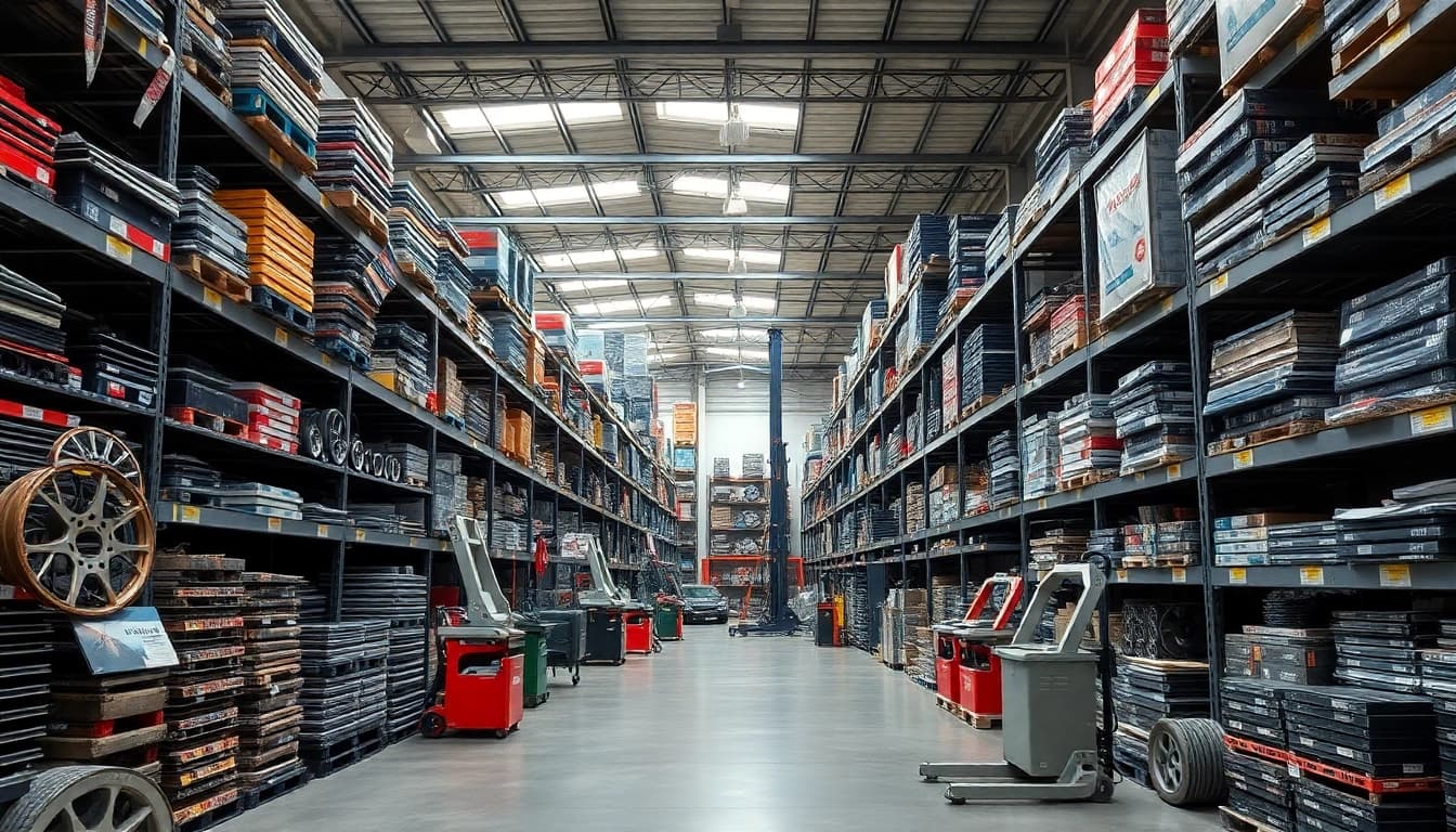 Browse quality automotive parts at https://factoryoemsupply.com/ featuring organized shelves in a professional warehouse.