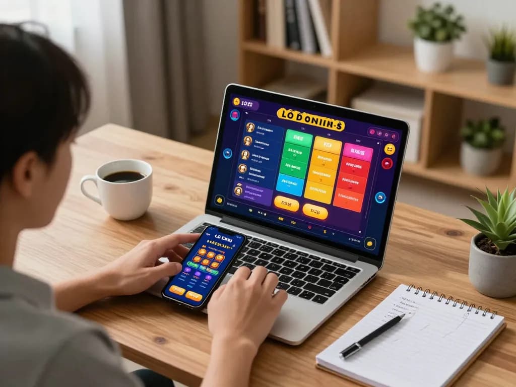 Lô đề online strategic betting session at home, showcasing app interface and planning.
