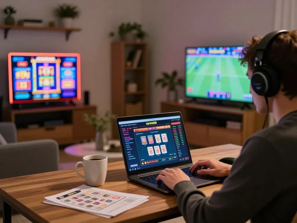 Player engaging with open88 online casino interface at home during a gaming session