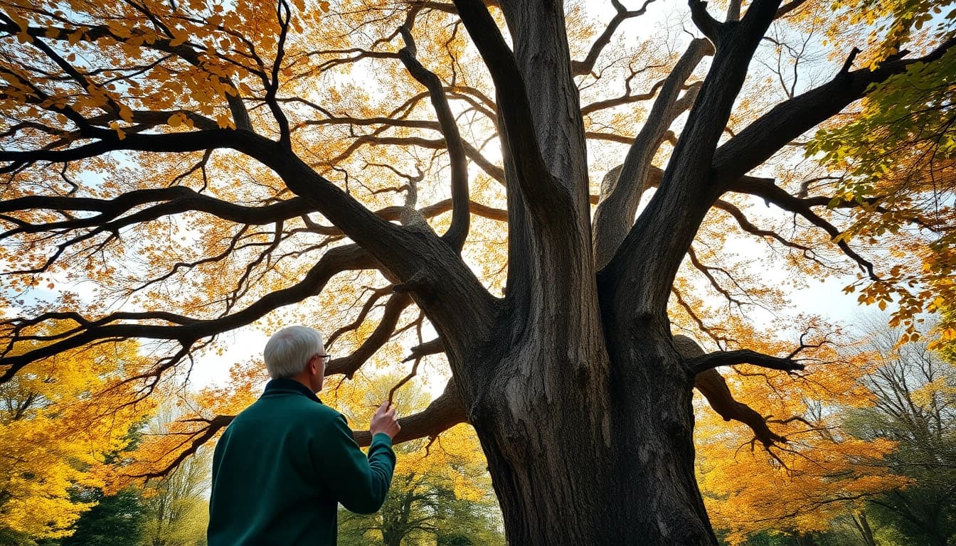 Arborist at work in a lush tree landscape representing Black Mountain Tree Consultancy's commitment to nature.