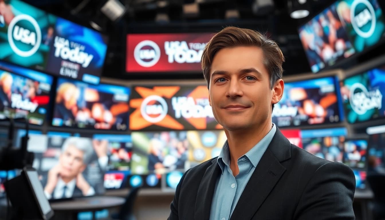 Capture the energy of Usa Today through a professional news anchor delivering breaking news.