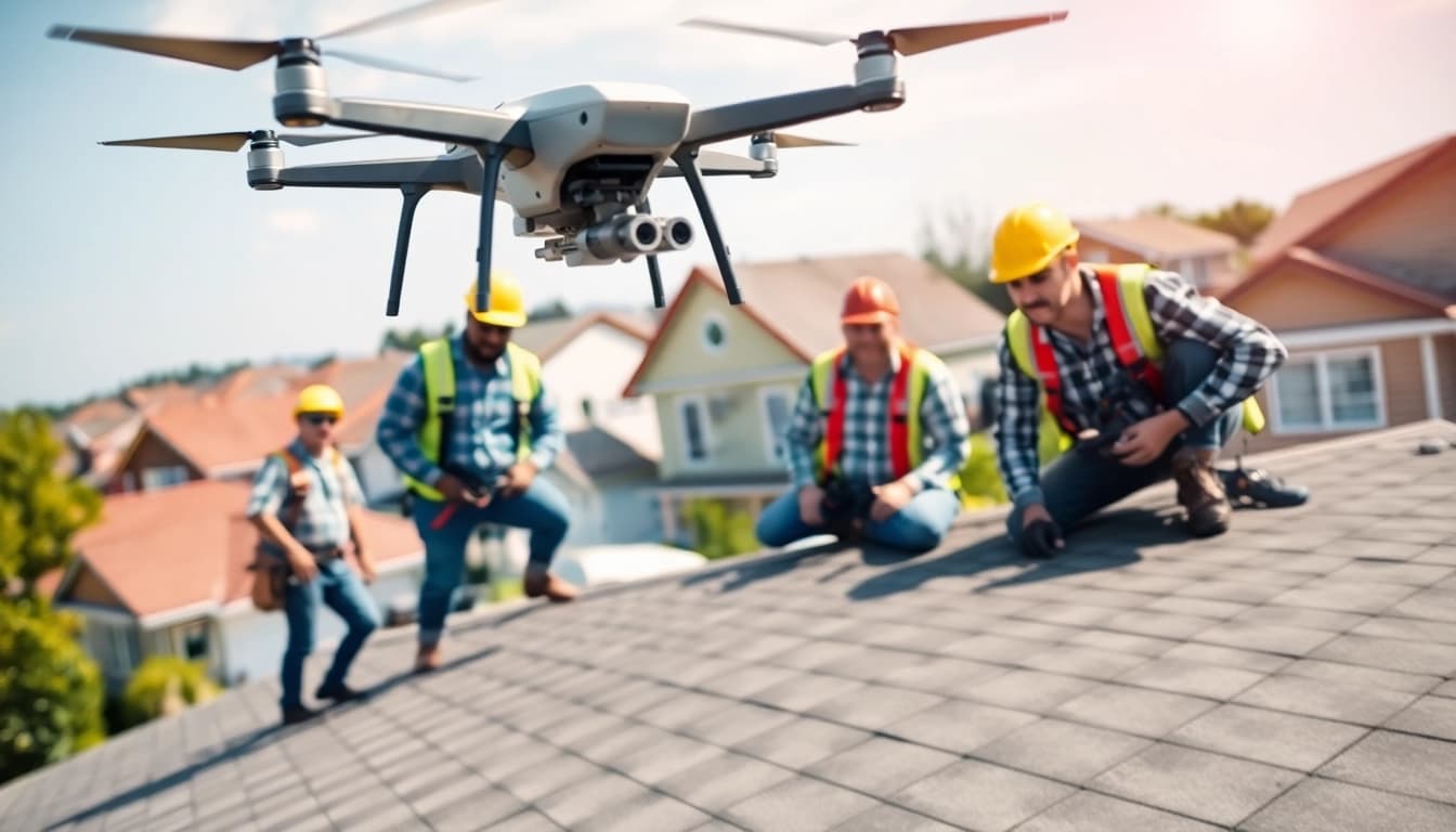 Twin Shield Roofing team conducting a professional roofing inspection on a sunny day.