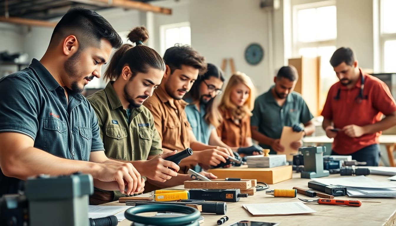 Students practicing skills at trade schools in Hawaii with a focus on hands-on education and collaboration.