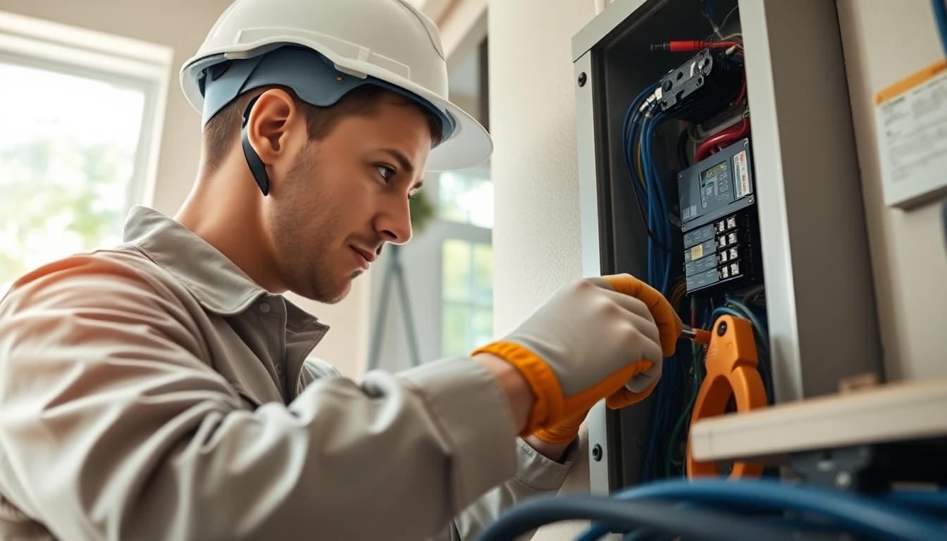 Electrician West Vancouver performing residential wiring installation, showcasing safety and expertise.