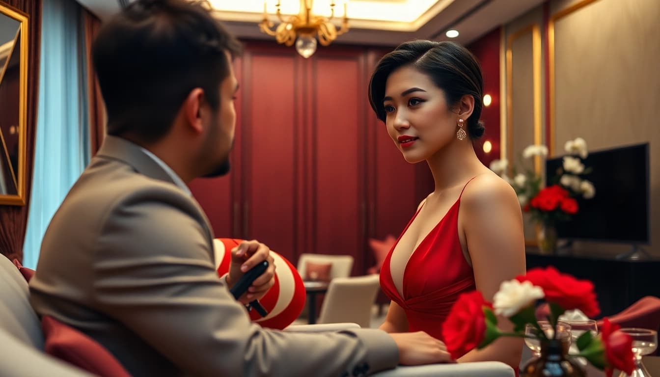 Singapore escort in an elegant room offering a luxurious experience to clients.