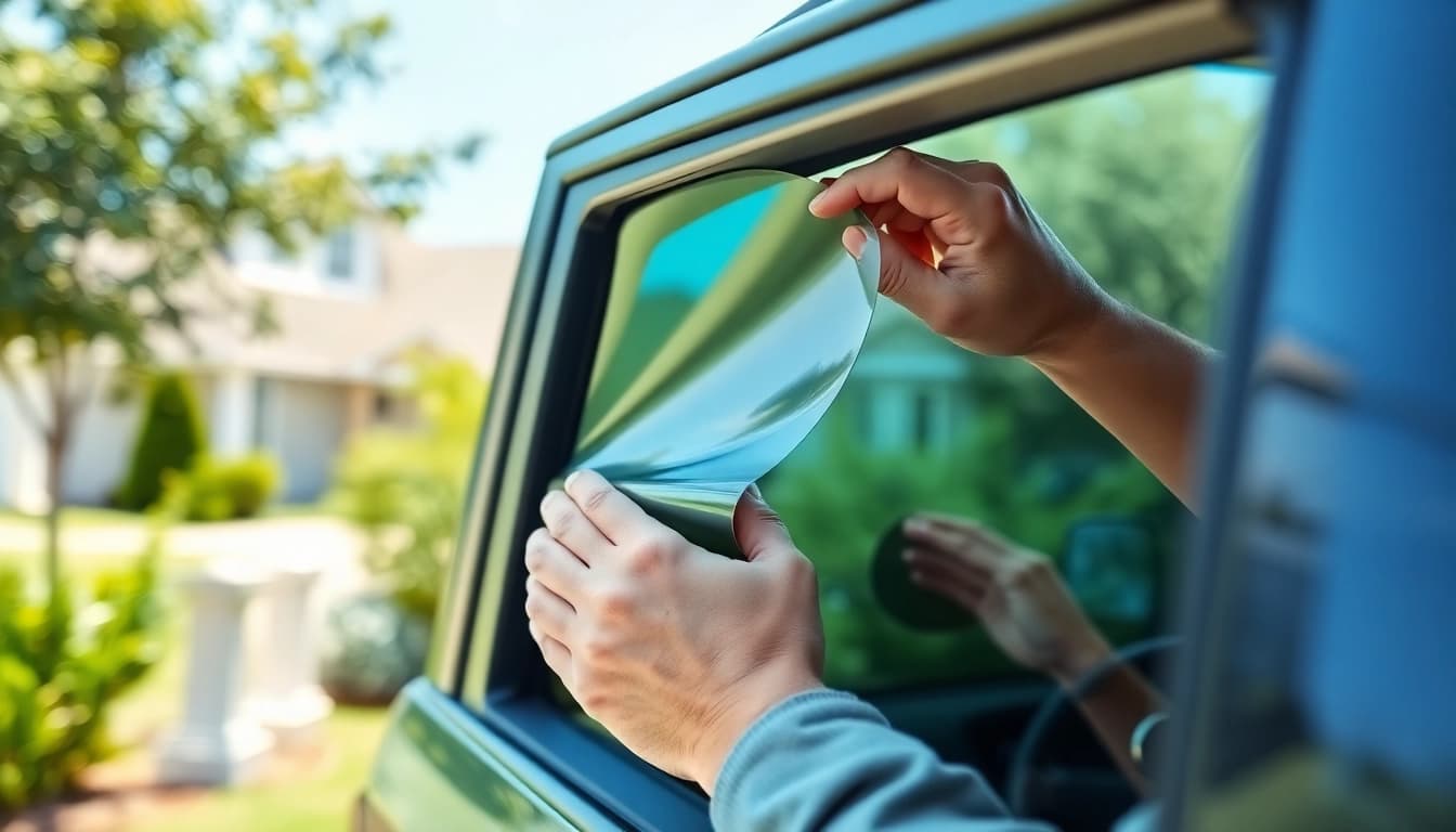Window tint Chattanooga installation showcasing a technician applying film expertly.