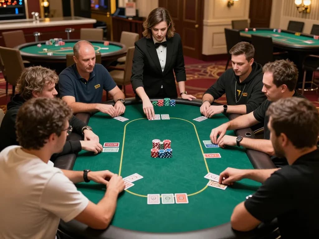 THABET poker tournament with players strategizing at a green felt table