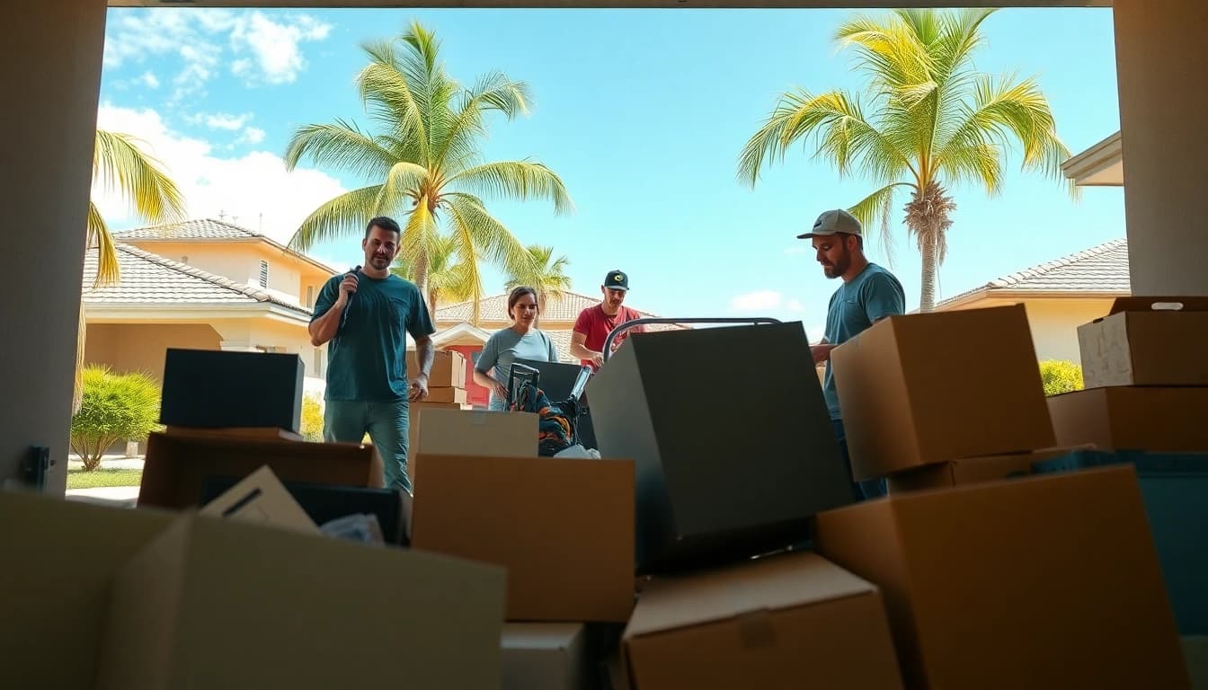 Clear out junk efficiently with Myeasyjunkremoval.com’s professional team removing clutter from a garage.