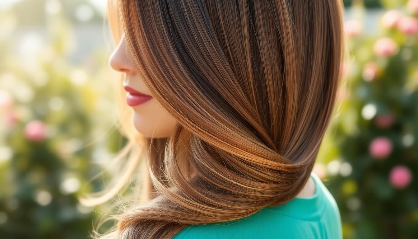 Model demonstrating invisi edge clip in hair extensions blending seamlessly in natural light.