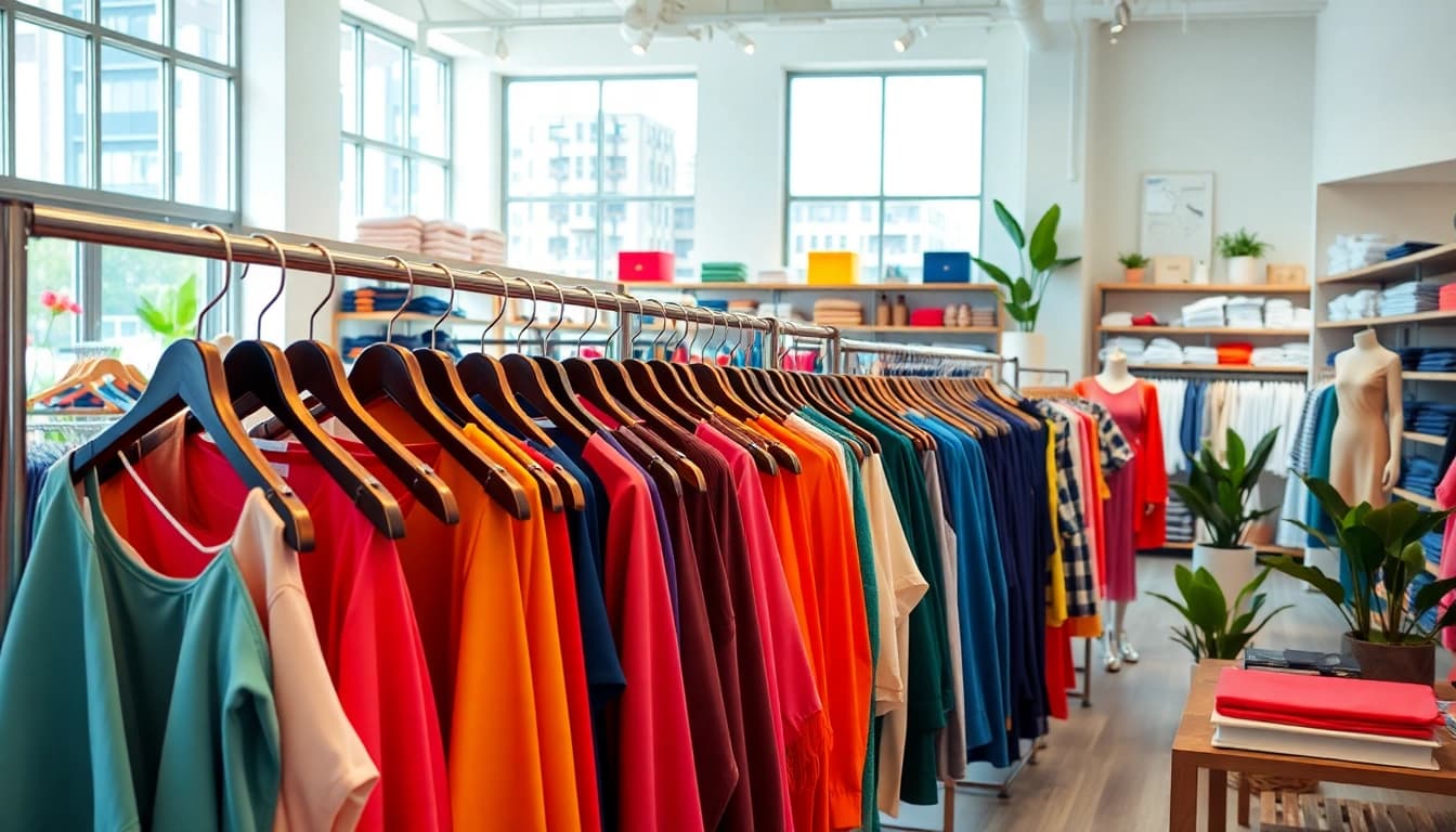 Visit the vibrant clothing store with stylish apparel and elegant displays inviting customers.