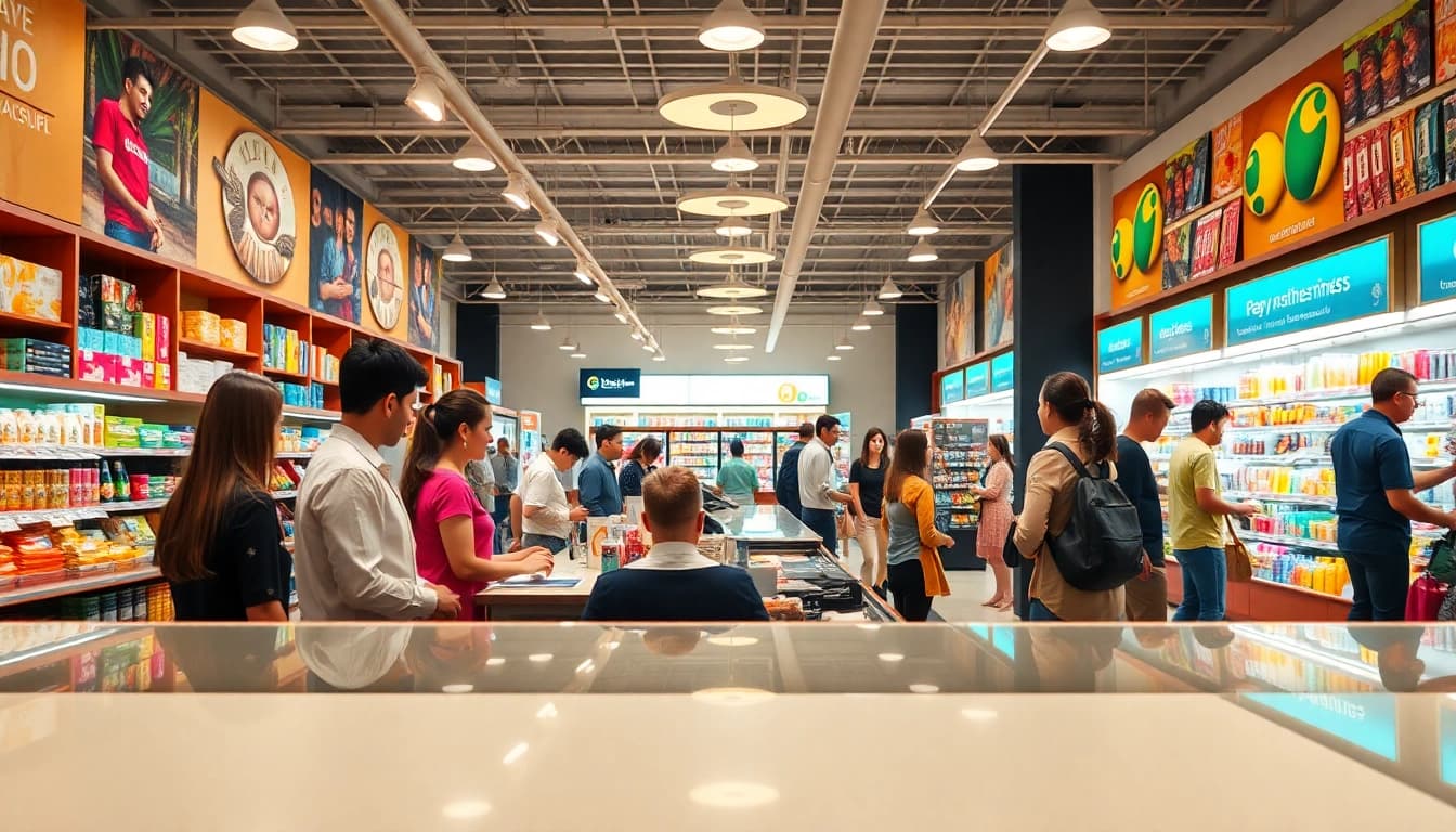 Engaged shoppers in a vibrant Multi-Store, showcasing modern retail interaction.