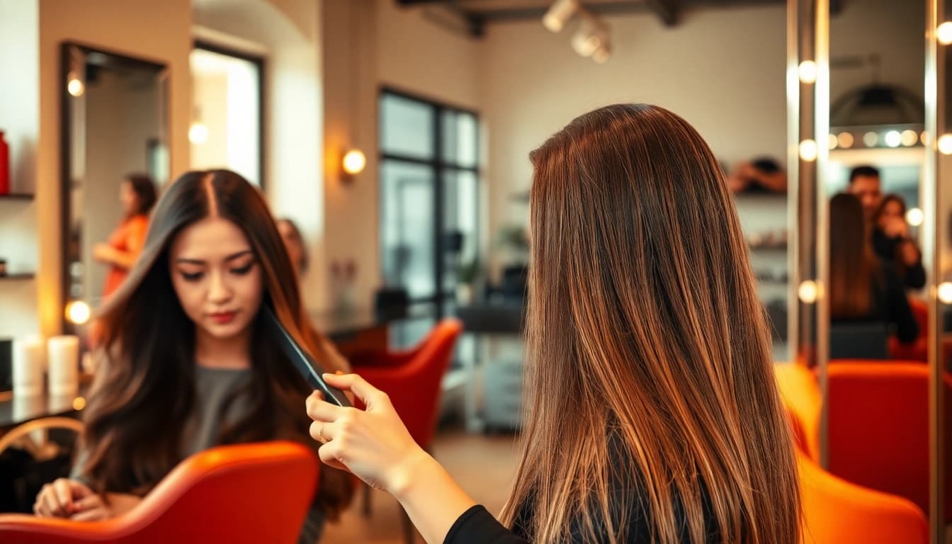 Stylists creating exquisite looks at a frizerie craiova, showcasing hair transformation in a vibrant salon.