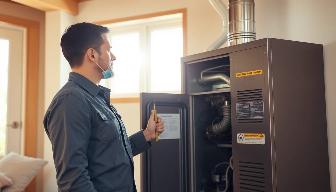 Efficient furnace repair Waccabuc service by an experienced technician in a bright home environment.