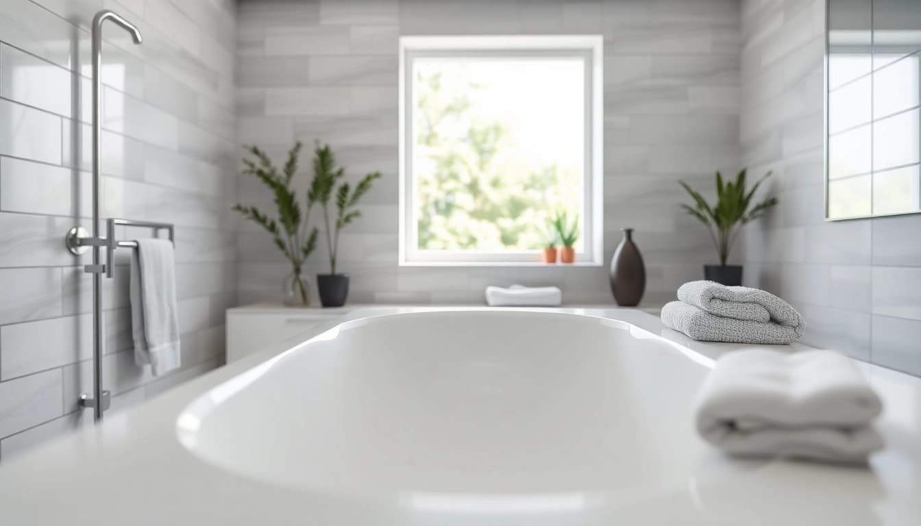 Installazione innovativa di un piatto doccia elegante in un bagno moderno.