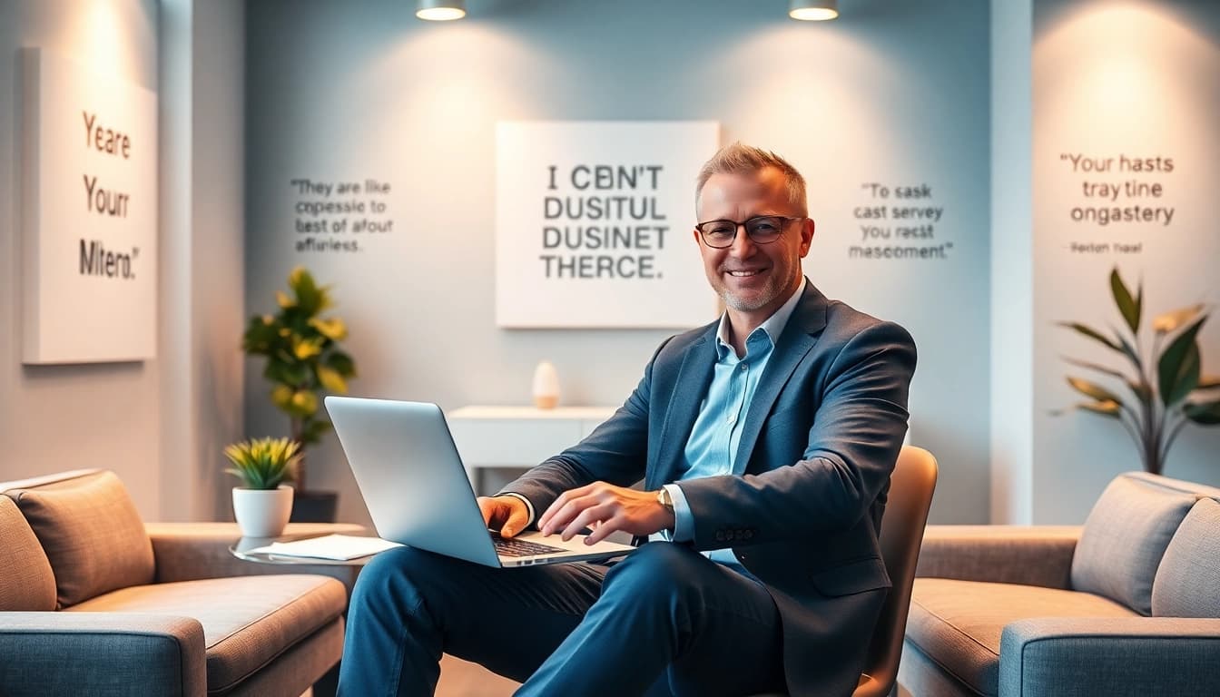 Engaging business coach near me in a modern office setting providing guidance.