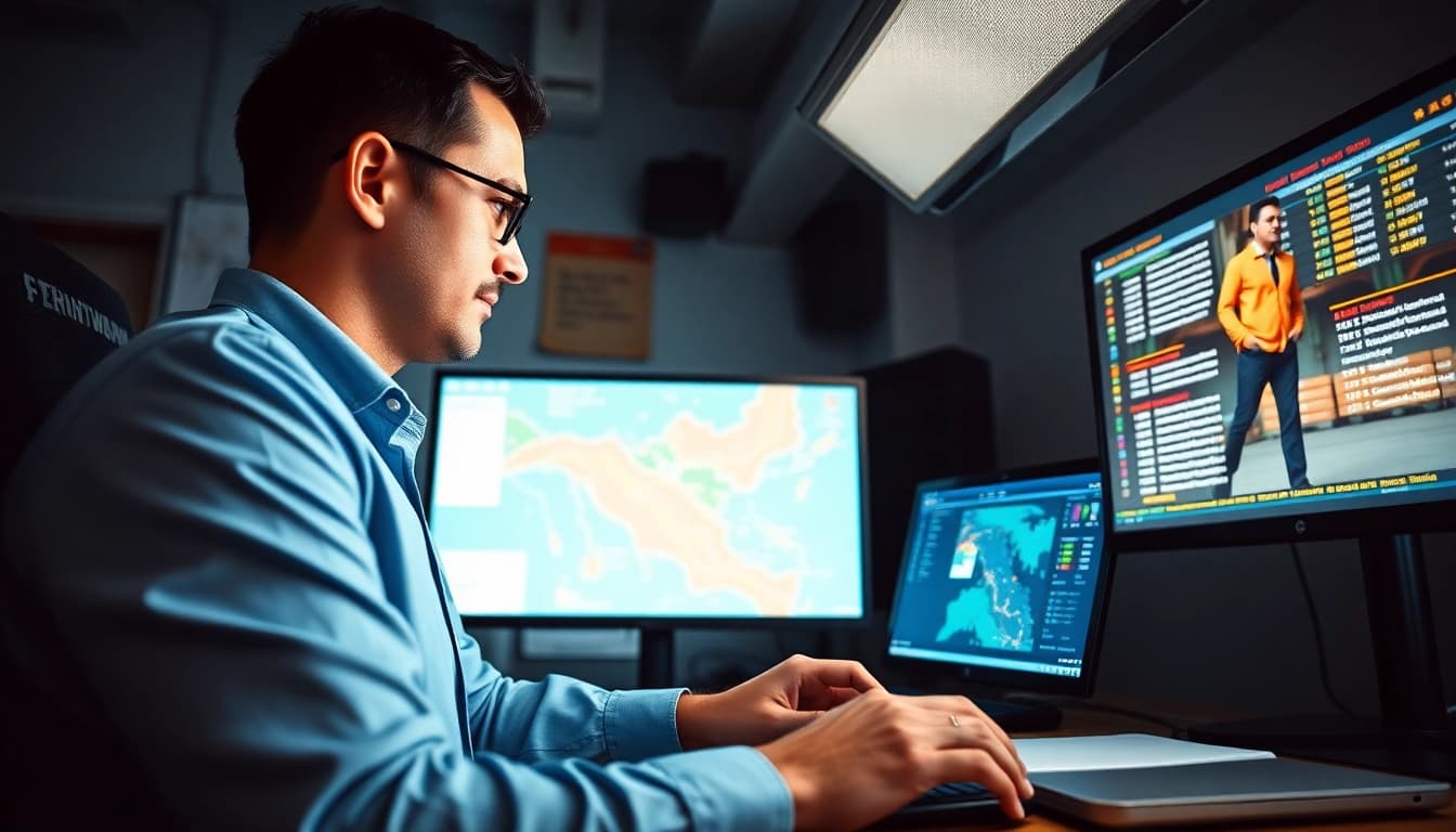 Truck Dispatch Services efficiently managed by a professional dispatcher in a modern office environment.