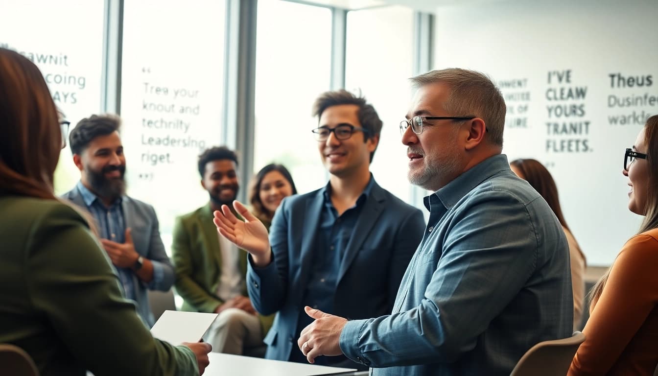 Enhance coaching leadership skills with a dynamic leadership coach engaging an eager audience.