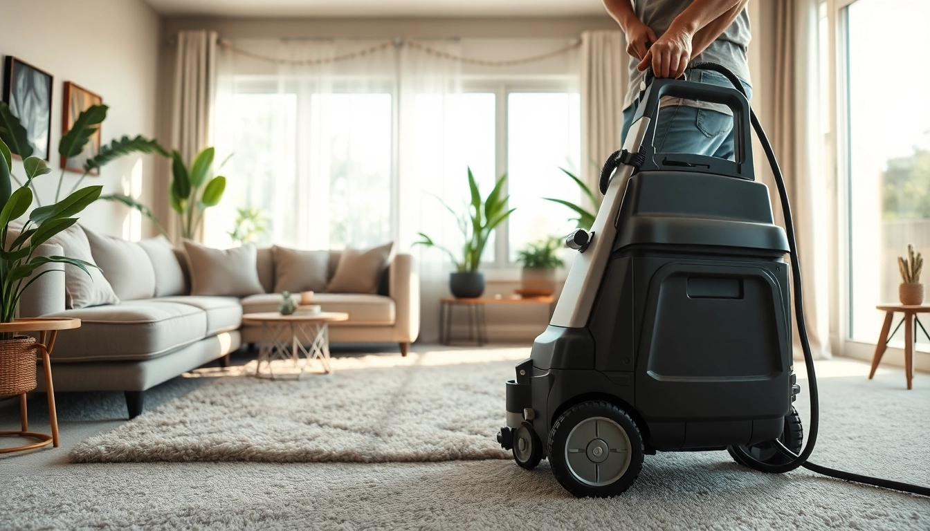 Featuring carpet cleaners roseville ca cleaning a plush rug in a sunlit living room.