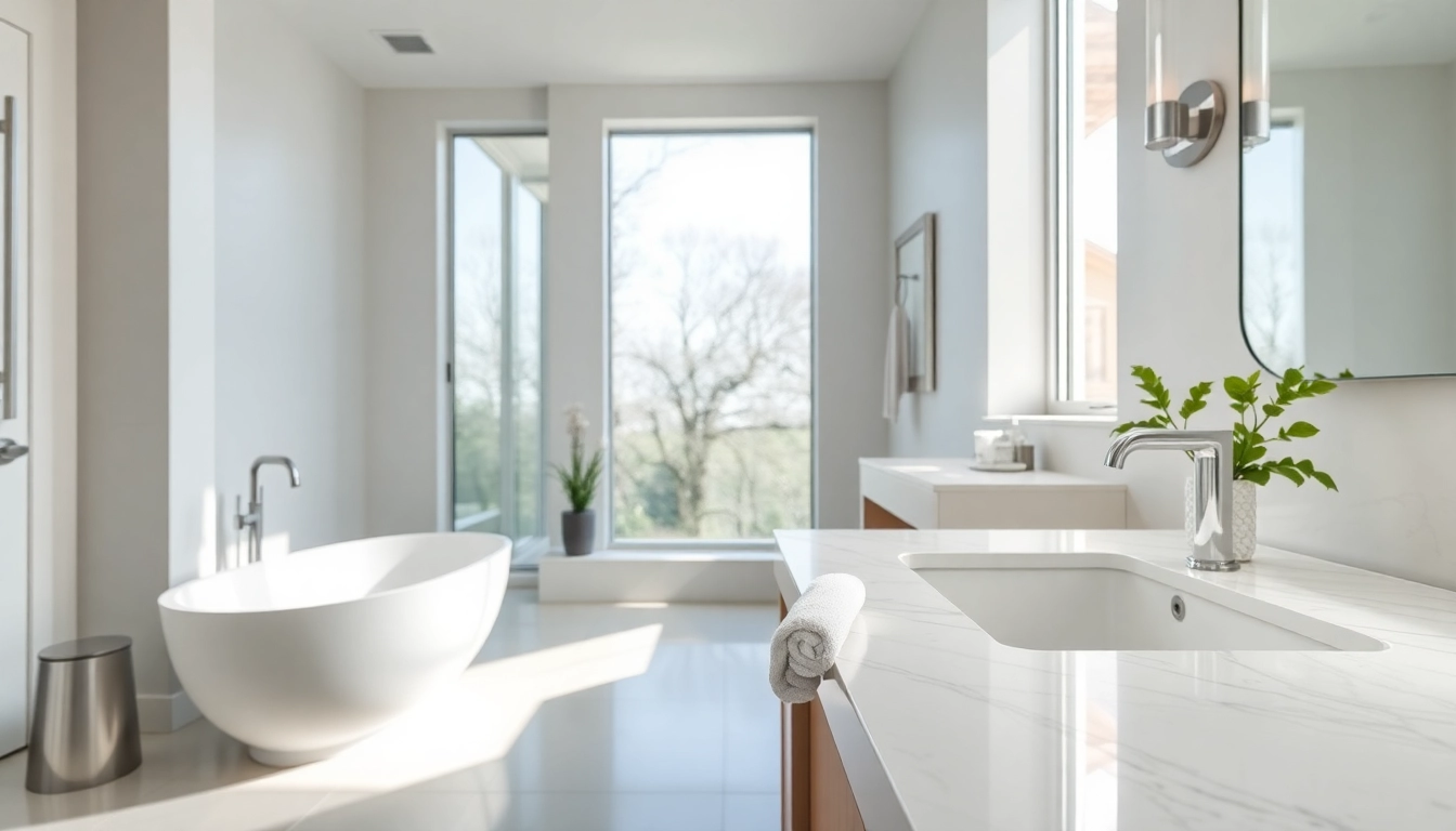 Stunning bath renovations display featuring a modern freestanding tub and elegant design.