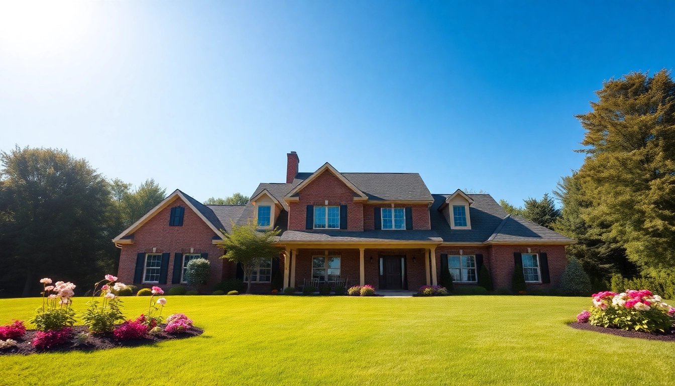 Colonial home new build construction showcasing a traditional two-story house with landscaped surroundings.