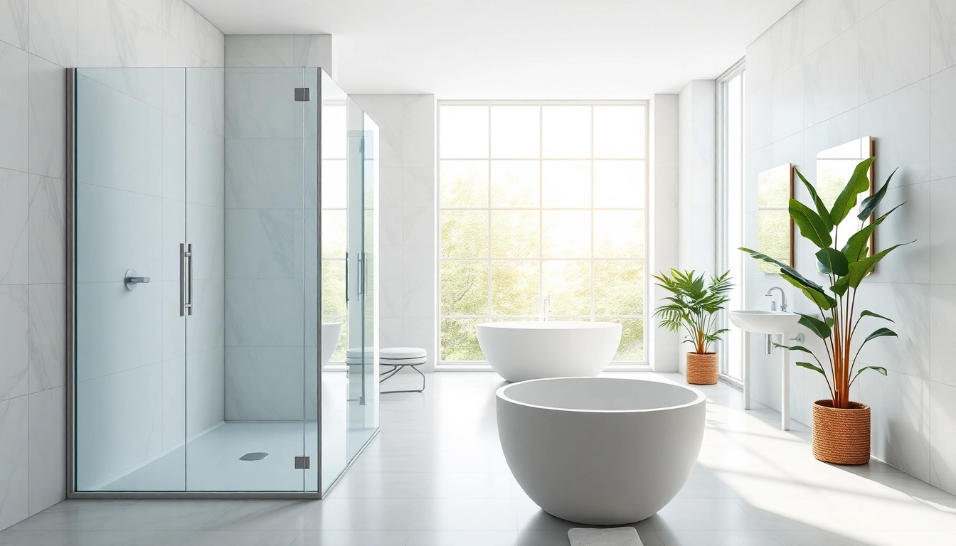 Modern shower doors UK with sleek design in an elegant bathroom setting.