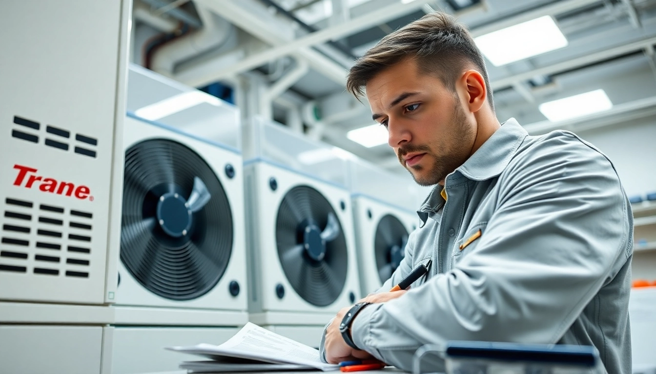 HVAC technician analyzing Trane Canada units to ensure optimal performance and reliability.