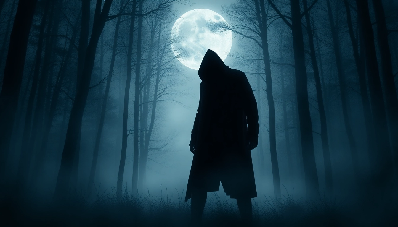Thriller book cover highlighting a shadowy figure in a misty forest, enhancing suspense.