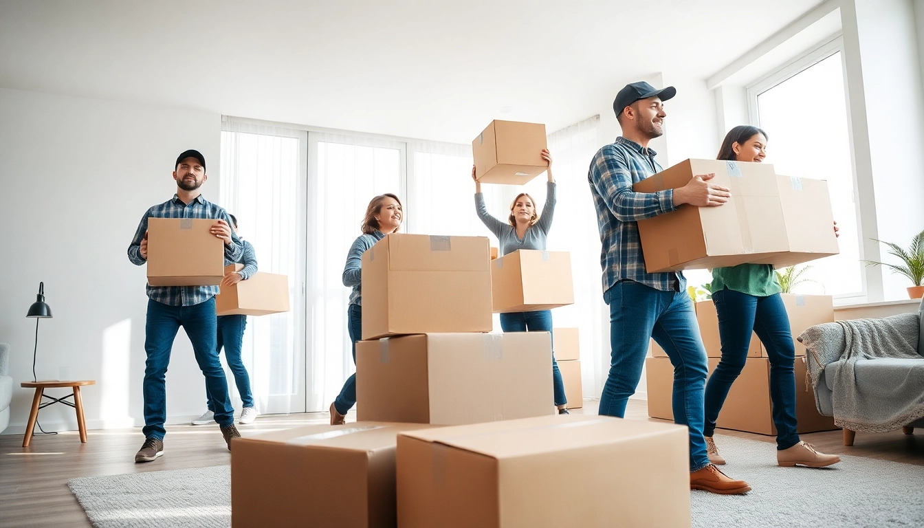 Efficient team of professional movers in a modern setting, showcasing a reliable Toronto moving company.