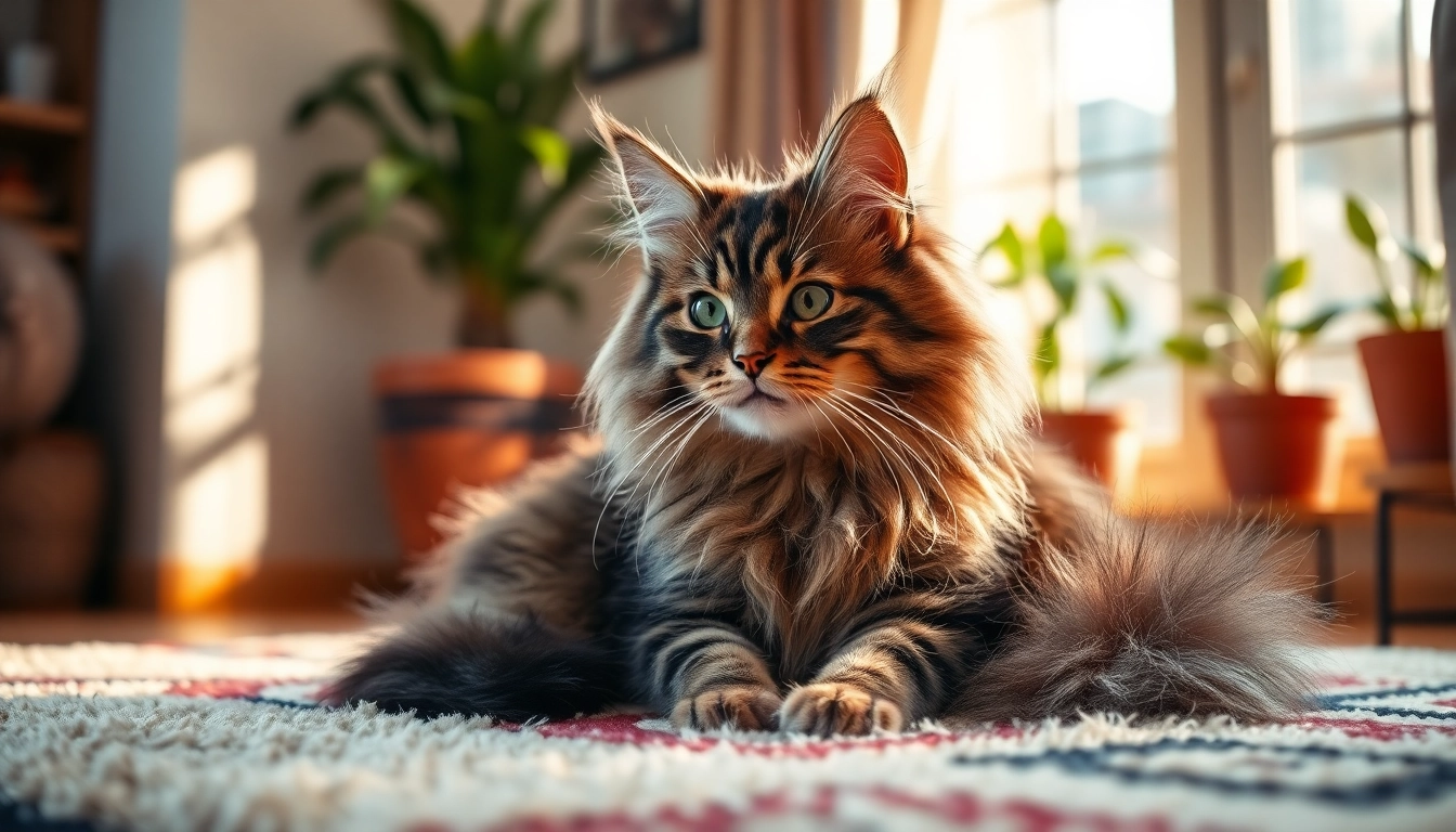 Maine Coon cats for sale near me showcasing a beautiful cat in a cozy living room.