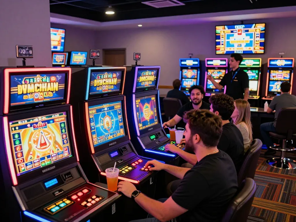 Pemain menikmati permainan slot situs gacor dalam suasana permainan online yang hidup.