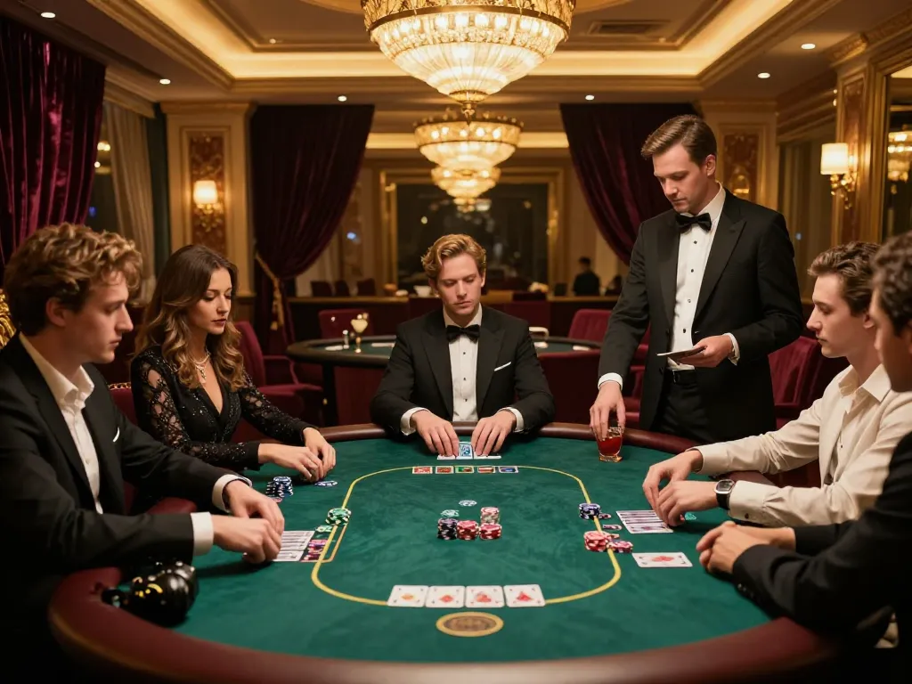 High-stakes poker scene showcasing TG88 gaming excitement in a luxurious casino environment