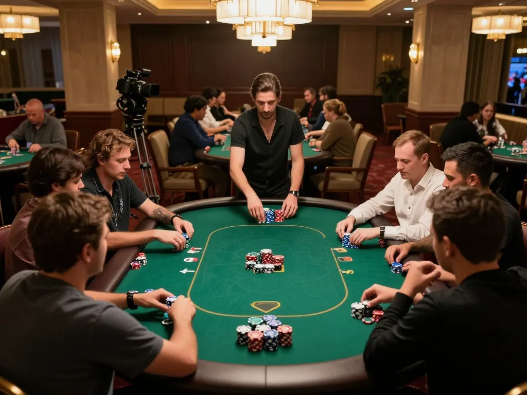 Engaged players in a thrilling poker game at a casino with top quality widgets enhancing the gaming experience.