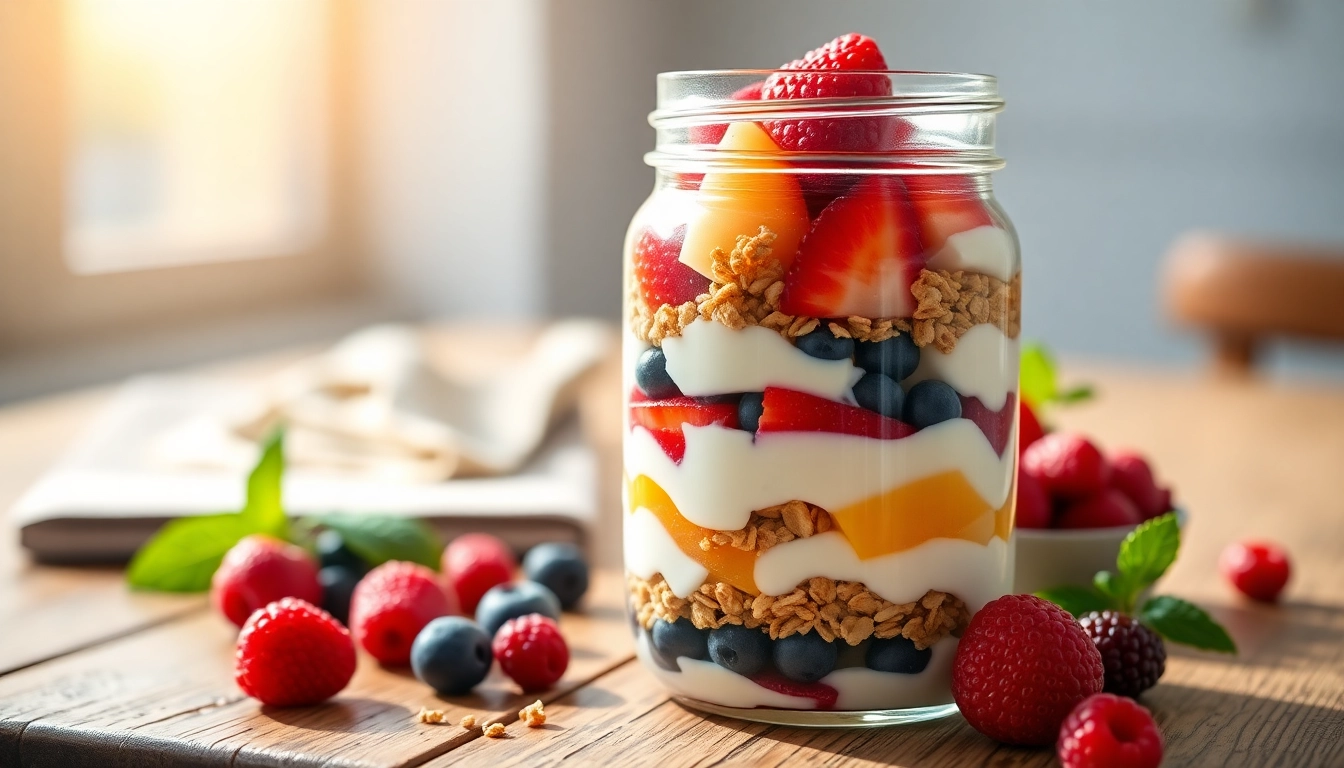 Make delicious breakfast jars with https://masonjarbreakfast.com filled with yogurt, fruits, and granola.