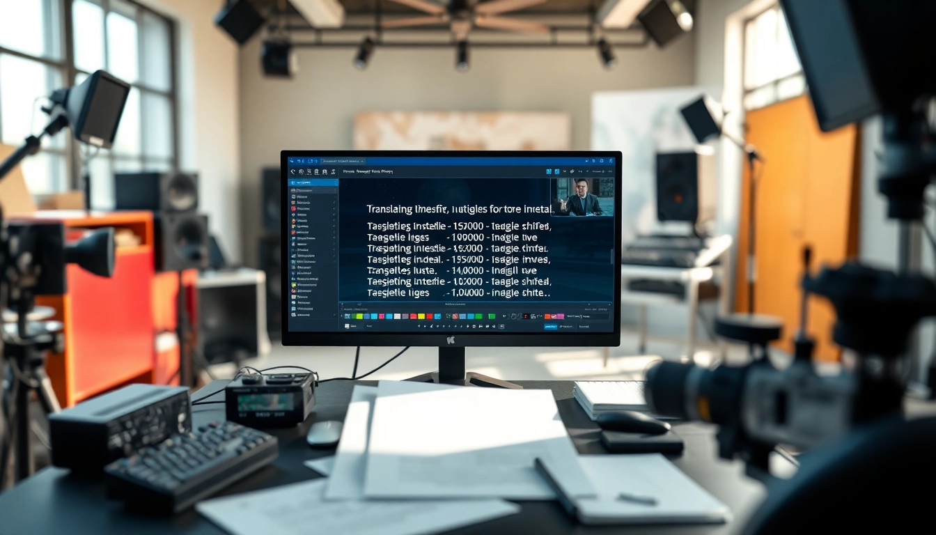 Optimize video translation process with advanced editing tools and vibrant studio setup.