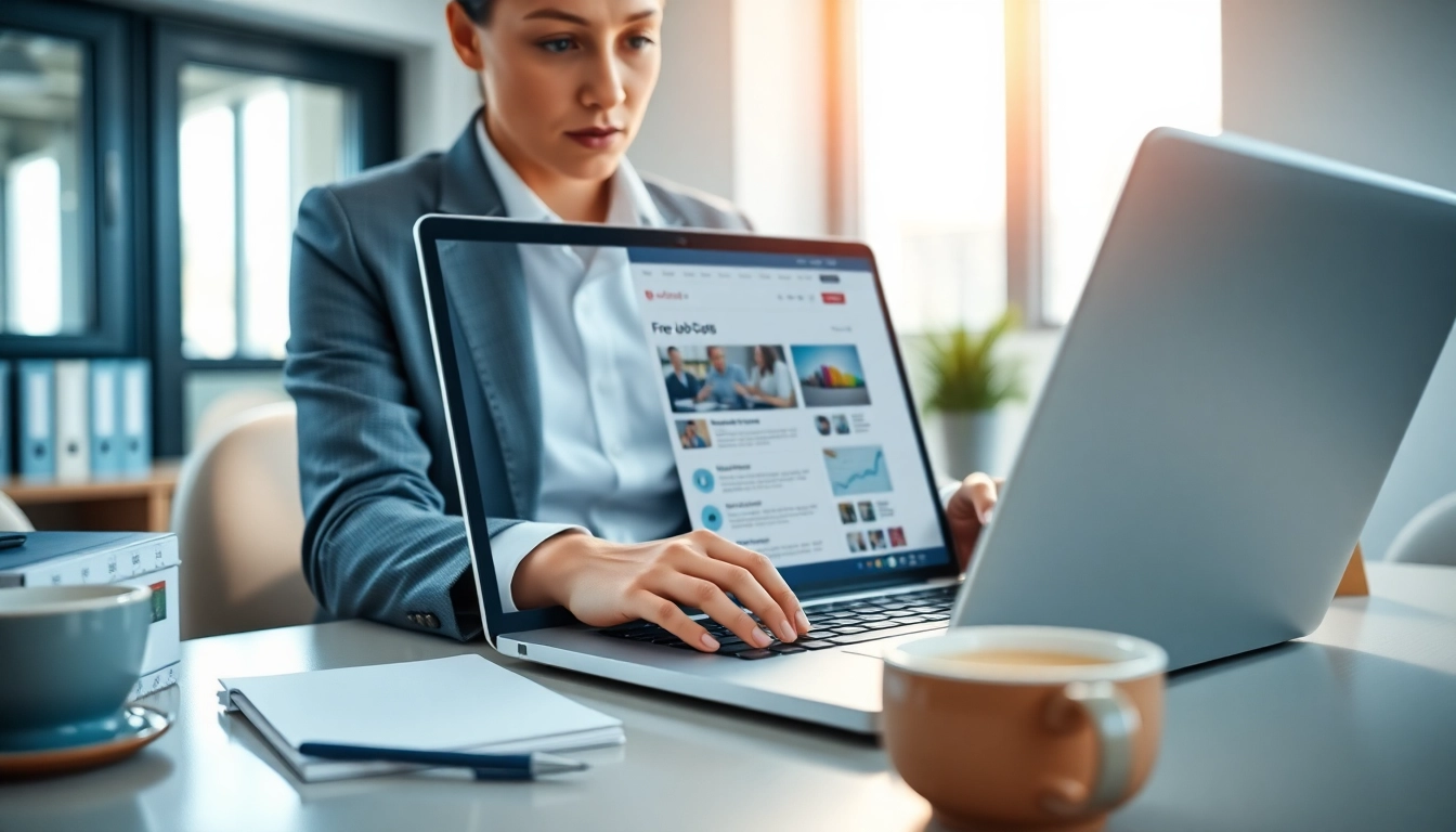 Engage with a professional reviewing a free job post in a modern office.