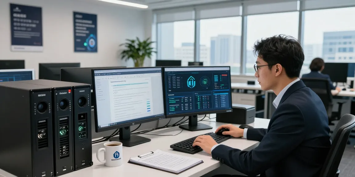 Monitoring security protocols on https://shs-dome5.com/ during a security inspection in a modern office.