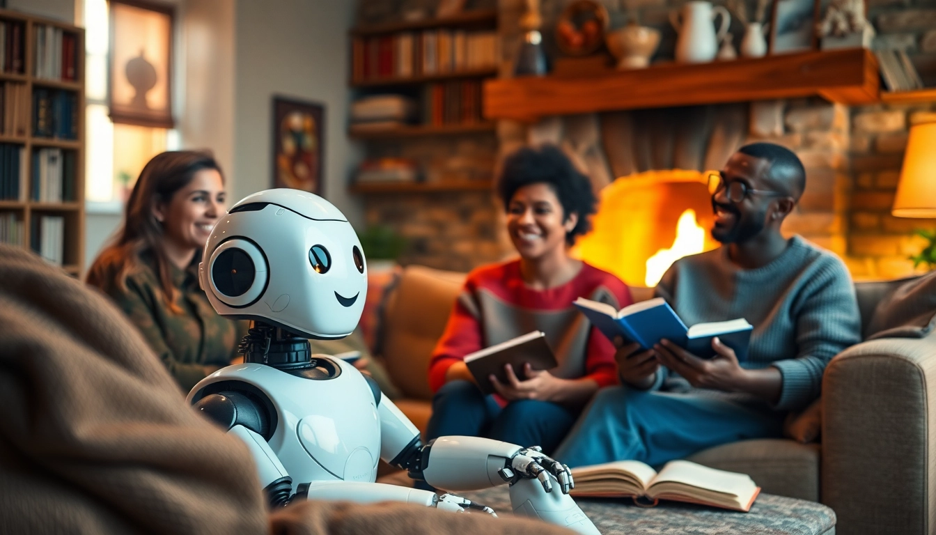An engaging AI Friend showcases warmth and companionship in a cozy living room setting.