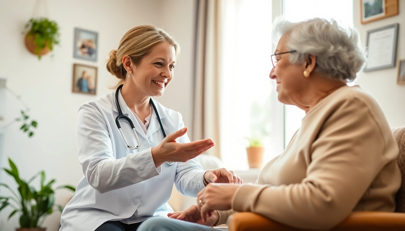 Caregiver providing support in home health care near me, ensuring comfort with compassion and care.