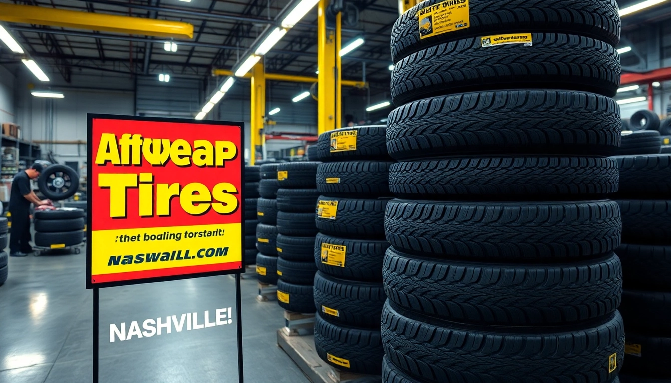 Browse through Cheap tires Nashville TN for affordable solutions stacked in a busy shop environment.