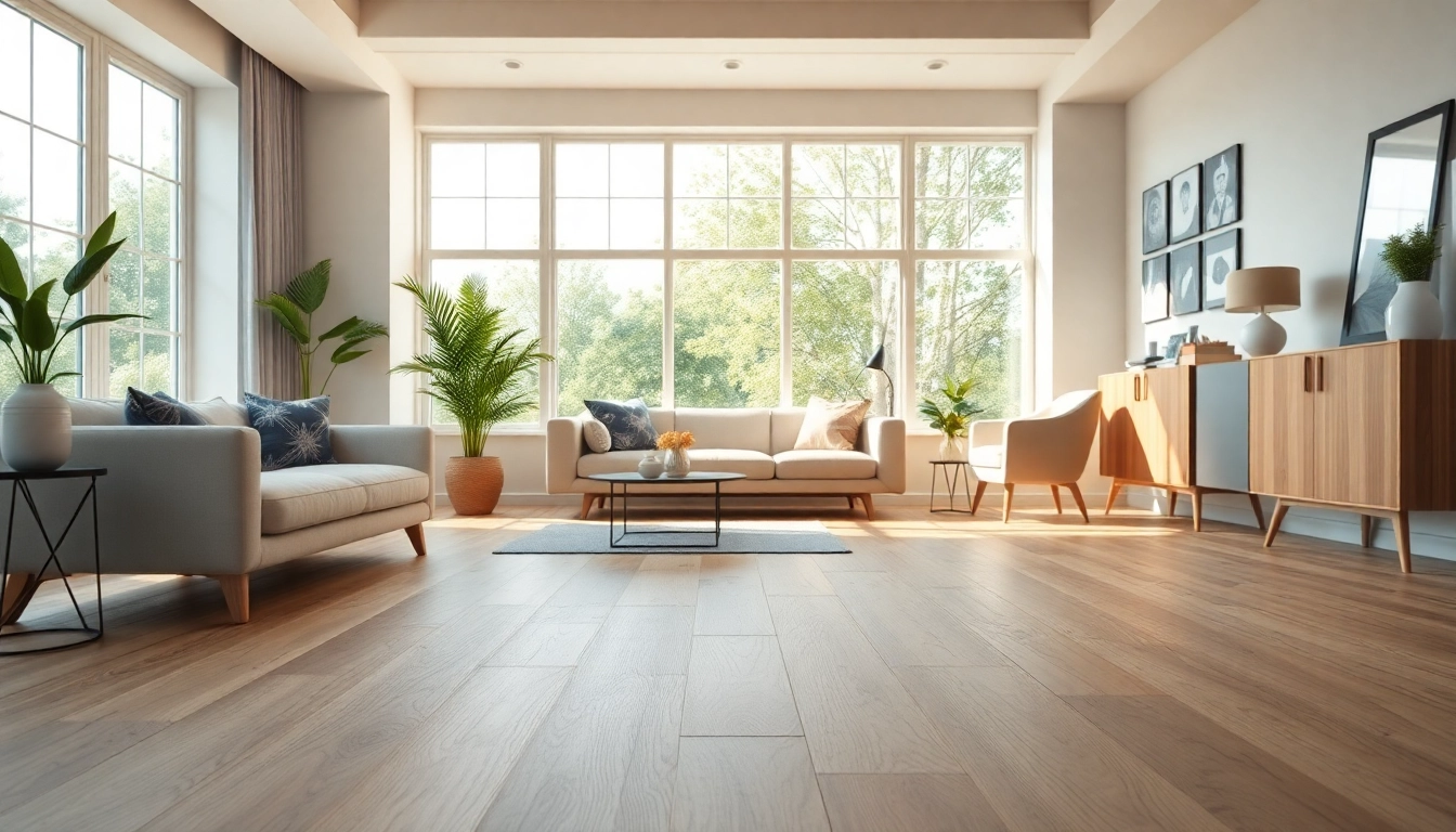 Browse vibrant displays of blonde oak vinyl flooring near me, showcasing style and quality in a well-lit home.