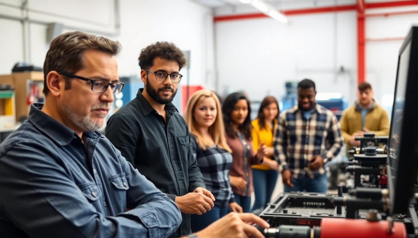 Students learning at a trade school in Tennessee through hands-on training.